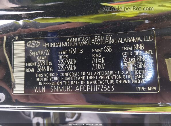 5NMJBCAE0PH172663 2023 HYUNDAI TUCSON Черный Вид подкапотного пространства
