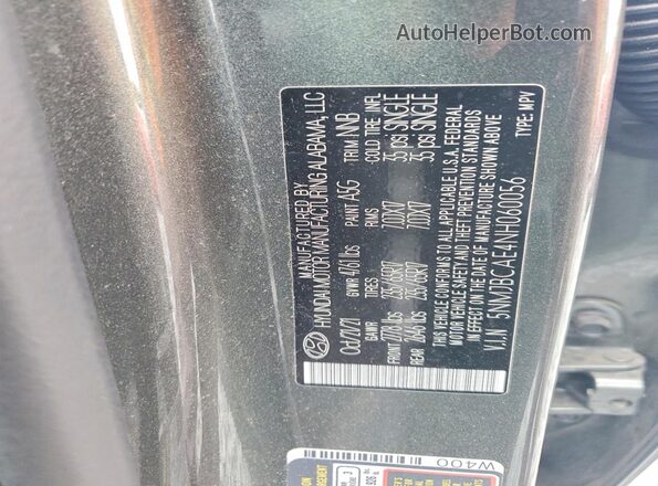 5NMJBCAE4NH060056 2022 HYUNDAI TUCSON Gray VIN sticker view