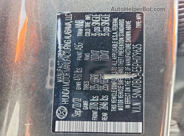 5NMJBCAE5PH179625 2023 HYUNDAI TUCSON Gray Вид підкапотного простору