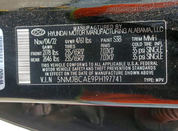 5NMJBCAE9PH197741 2023 HYUNDAI TUCSON Черный Панорамный вид салона 360°
