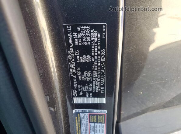 5NMJBCAEXNH124035 2022 HYUNDAI TUCSON Black Widok naklejki z numerem VIN