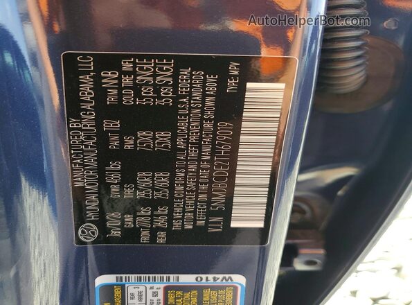 5NMJBCDE2TH679019 2026 HYUNDAI TUCSON Blue VIN կոդի պիտակի տեսք