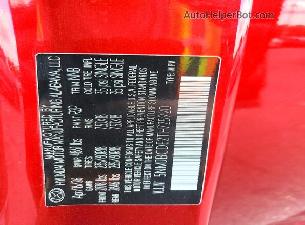 5NMJBCDE2TH725920 2026 HYUNDAI TUCSON Red 360 interior view