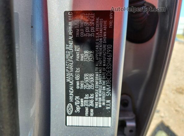 5NMJBCDE3SH467910 2025 HYUNDAI TUCSON Silver VIN կոդի պիտակի տեսք