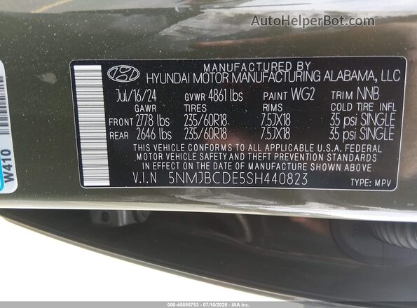5NMJBCDE5SH440823 2025 HYUNDAI TUCSON Green Vista del compartimento del motor