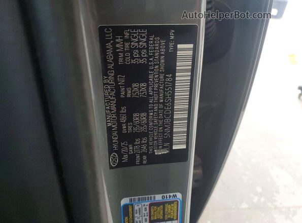 5NMJBCDE6SH551784 2025 HYUNDAI TUCSON Gray VIN sticker view