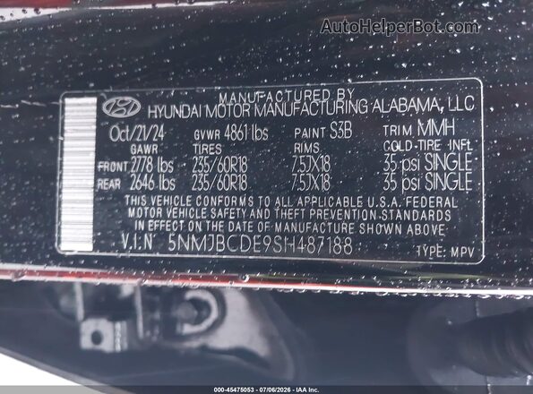 5NMJBCDE9SH487188 2025 HYUNDAI TUCSON Black Vista del compartimento del motor