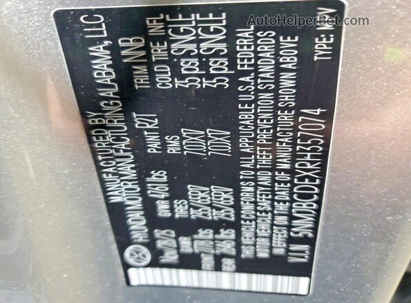 5NMJBCDEXRH357074 2024 HYUNDAI TUCSON Silver 360 interior view