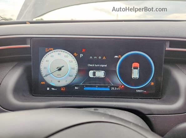5NMJC3AE1NH009997 2022 HYUNDAI TUCSON Gray Instrument cluster view