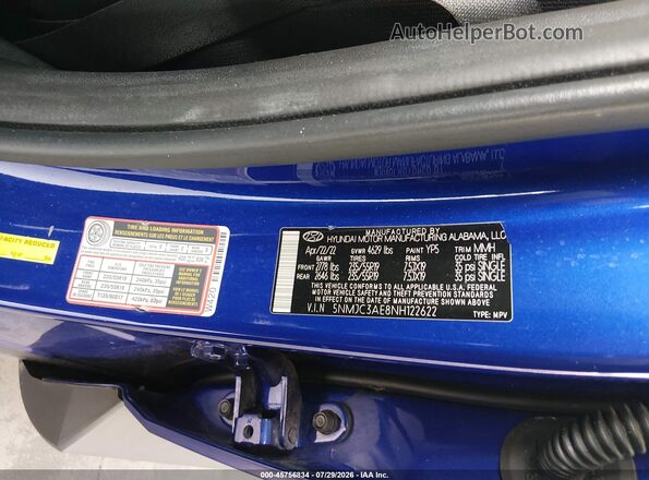 5NMJC3AE8NH122622 2022 HYUNDAI TUCSON Blue Vista del compartimento del motor