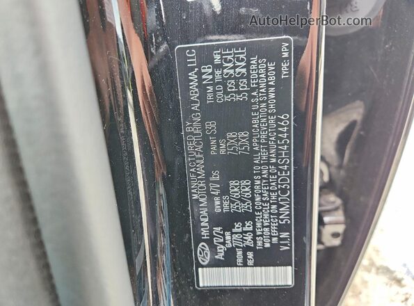 5NMJC3DE4SH454466 2025 HYUNDAI TUCSON Black VIN sticker view