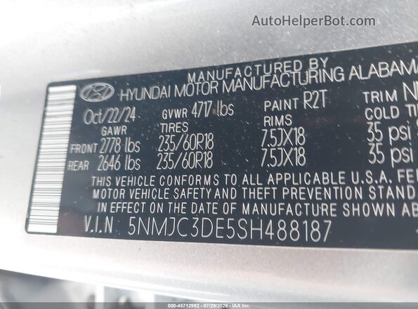 5NMJC3DE5SH488187 2025 HYUNDAI TUCSON Silver Engine compartment view