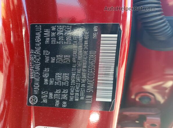 5NMJCCDE5SH522810 2025 HYUNDAI TUCSON Red VIN sticker view