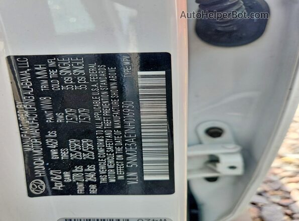 5NMJE3AE1NH016930 2022 HYUNDAI TUCSON Белый Вид подкапотного пространства