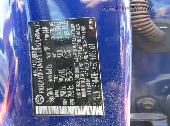 5NMJECAE0PH182004 2023 HYUNDAI TUCSON Синий Вид наклейки с VIN-кодом