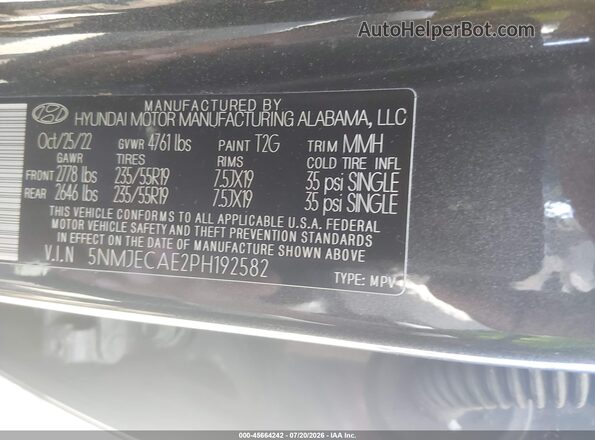 5NMJECAE2PH192582 2023 HYUNDAI TUCSON Gray Widok komory silnika