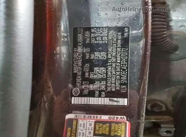 5NMJECAE3PH270772 2023 HYUNDAI TUCSON Charcoal Вид наклейки з VIN-кодом