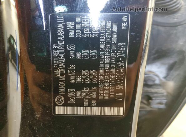 5NMJECAE6NH074628 2022 HYUNDAI TUCSON Black Vista interior de 360 grados
