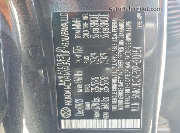 5NMJECAE9PH210754 2023 HYUNDAI TUCSON Серебряный Вид наклейки с VIN-кодом