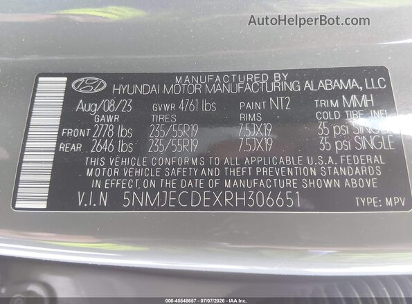 5NMJECDEXRH306651 2024 HYUNDAI TUCSON Gray Вид підкапотного простору