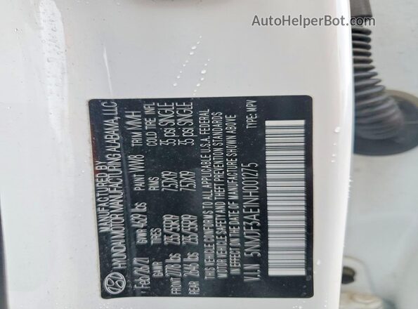 5NMJF3AE1NH001275 2022 HYUNDAI TUCSON White Vista del compartimento del motor