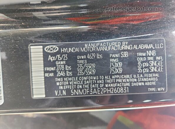 5NMJF3AE2PH260831 2023 HYUNDAI TUCSON Black ძრავის განყოფილების ხედი
