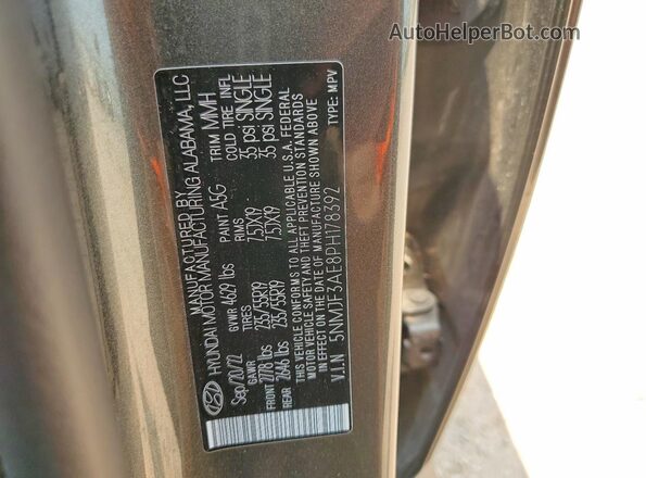 5NMJF3AE8PH178392 2023 HYUNDAI TUCSON Gray Սալոնի 360 աստիճան տեսք