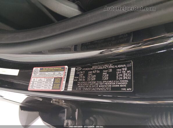 5NMJF3AE9NH052913 2022 HYUNDAI TUCSON Black Вид підкапотного простору
