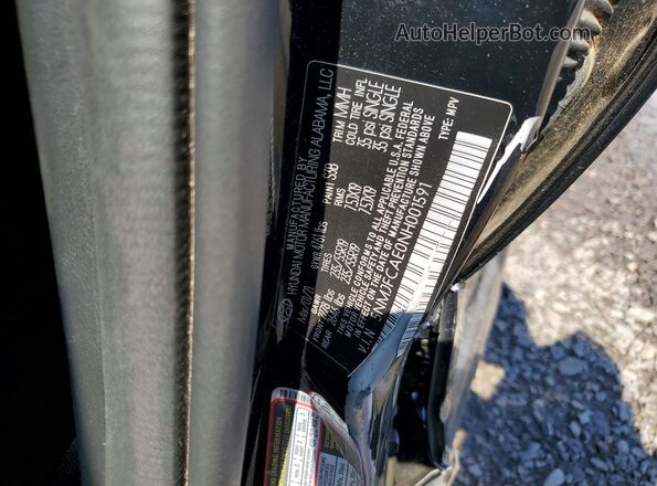 5NMJFCAE0NH001591 2022 HYUNDAI TUCSON Black Vista de la etiqueta del VIN