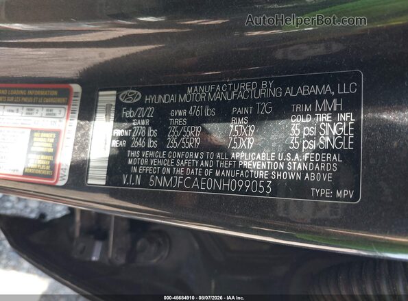 5NMJFCAE0NH099053 2022 HYUNDAI TUCSON Gray Vista del compartimento del motor