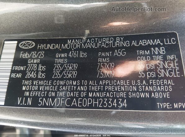 5NMJFCAE0PH233434 2023 HYUNDAI TUCSON Серый Вид подкапотного пространства