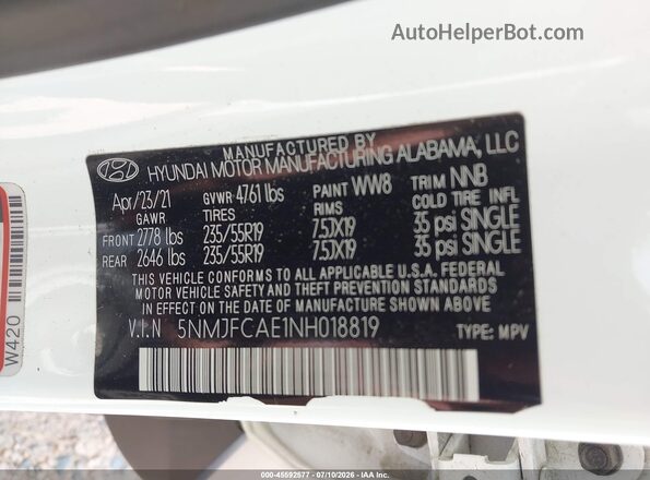 5NMJFCAE1NH018819 2022 HYUNDAI TUCSON Белый Вид подкапотного пространства