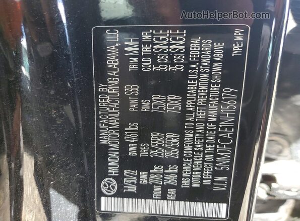 5NMJFCAE1NH156179 2022 HYUNDAI TUCSON Black Вид підкапотного простору