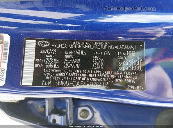 5NMJFCAE4PH284113 2023 HYUNDAI TUCSON Blue Widok komory silnika