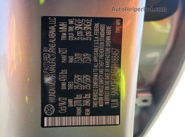 5NMJFCAE5PH188457 2023 HYUNDAI TUCSON Silver VIN sticker view