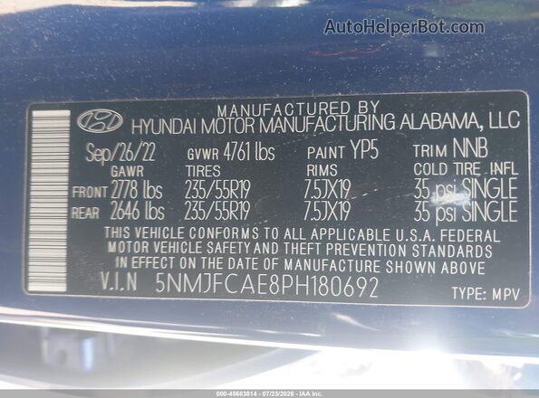 5NMJFCAE8PH180692 2023 HYUNDAI TUCSON Blue Engine compartment view
