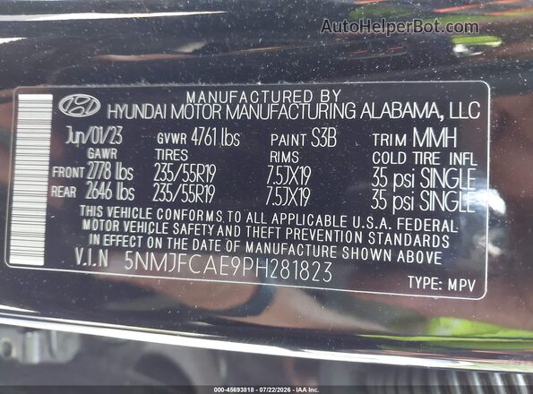 5NMJFCAE9PH281823 2023 HYUNDAI TUCSON Черный Вид подкапотного пространства