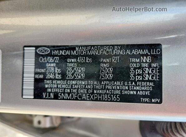 5NMJFCAEXPH185165 2023 HYUNDAI TUCSON Silver VIN կոդի պիտակի տեսք