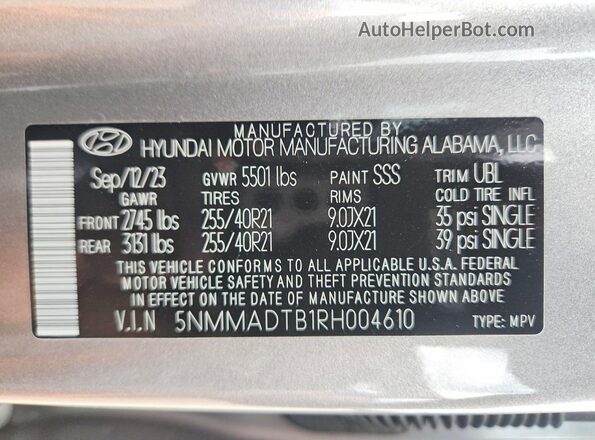 5NMMADTB1RH004610 2024 GENESIS GV70 Бирюзовый Панорамный вид салона 360°