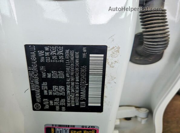 5NMMADTB2SH031806 2025 GENESIS GV70 White VIN კოდის სტიკერის ხედი