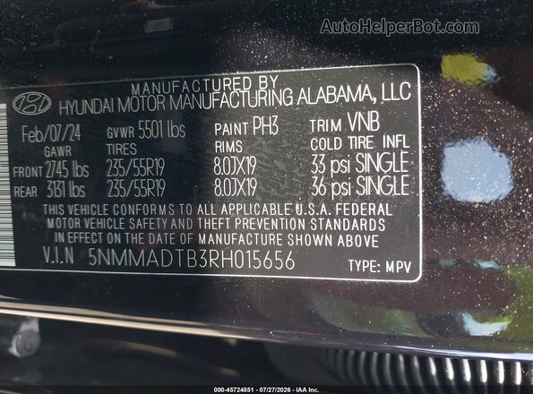 5NMMADTB3RH015656 2024 GENESIS GV70 Black ძრავის განყოფილების ხედი