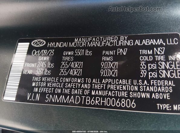 5NMMADTB6RH006806 2024 GENESIS GV70 Green Вид підкапотного простору