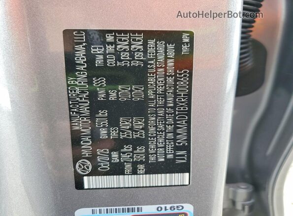 5NMMADTBXRH008655 2024 GENESIS GV70 Silver Vista interior de 360 grados