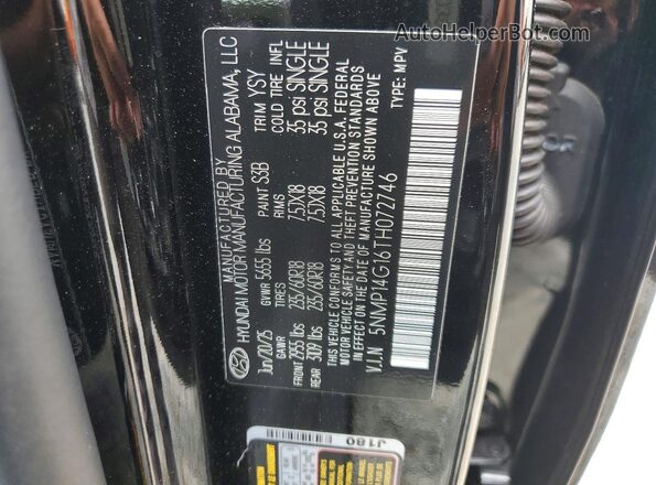 5NMP14G16TH072746 2026 HYUNDAI SANTA Black VIN sticker view