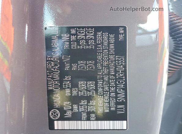 5NMP14GL2RH045537 2024 HYUNDAI SANTA Gray VIN կոդի պիտակի տեսք