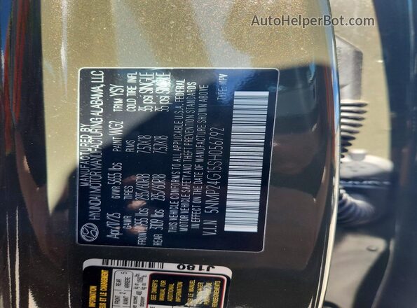 5NMP24G15SH056792 2025 HYUNDAI SANTA Зеленый Вид наклейки с VIN-кодом