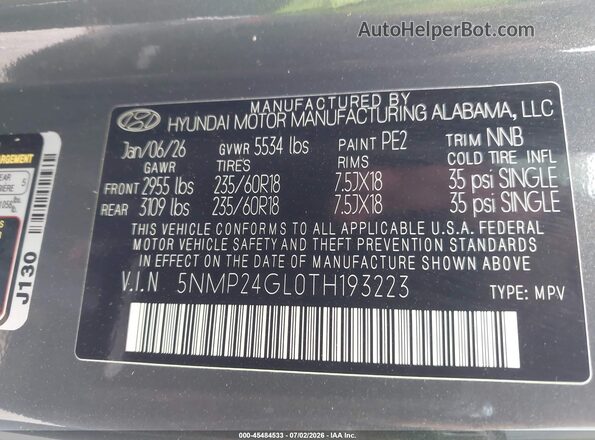 5NMP24GL0TH193223 2026 HYUNDAI SANTA FE Gray Engine compartment view