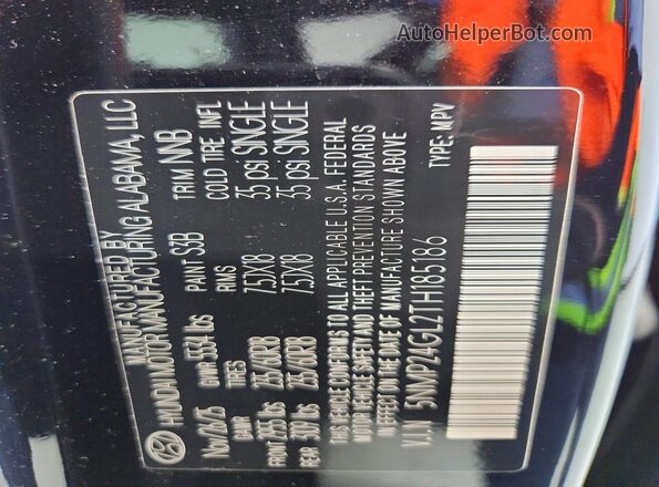 5NMP24GL2TH185186 2026 HYUNDAI SANTA Black Vista de la etiqueta del VIN
