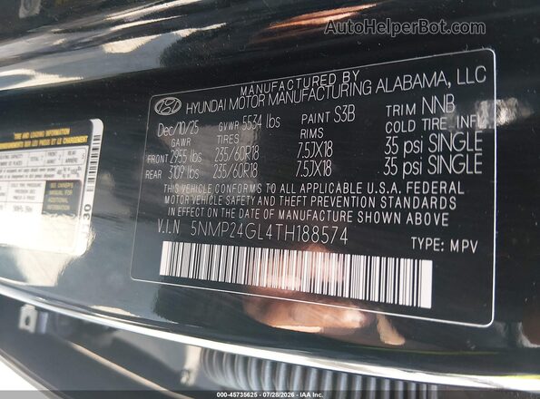 5NMP24GL4TH188574 2026 HYUNDAI SANTA FE Black Engine compartment view