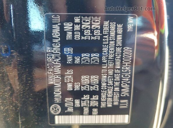 5NMP24GL5RH002209 2024 HYUNDAI SANTA Черный Вид подкапотного пространства